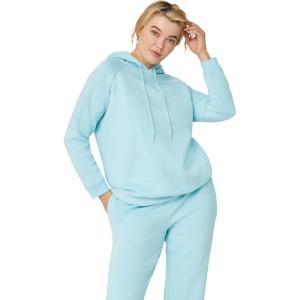 ellos Plus Size Hooded Fleece Boxy Sweatshirt(Aqua Sky)