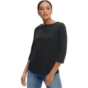 ellos Plus Size Stretch Knit Scoop Neck 3/4 Sleeve Top(Black)