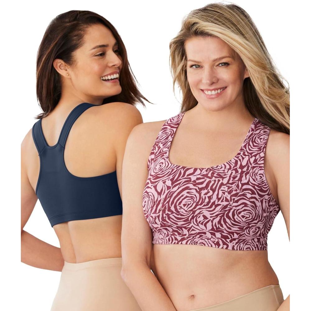 imageComfort Choice Womens Plus Size Wireless Sport Bra 2PackRose Assorted