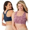 Comfort Choice Women’s Plus Size Wireless Sport Bra 2-Pack(Rose Assorted)