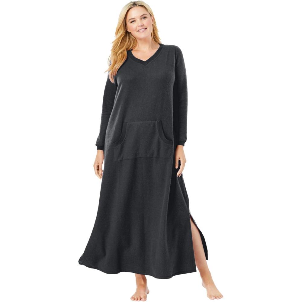 imageDreams amp Co Plus Size Long Sherpa LoungerBlack