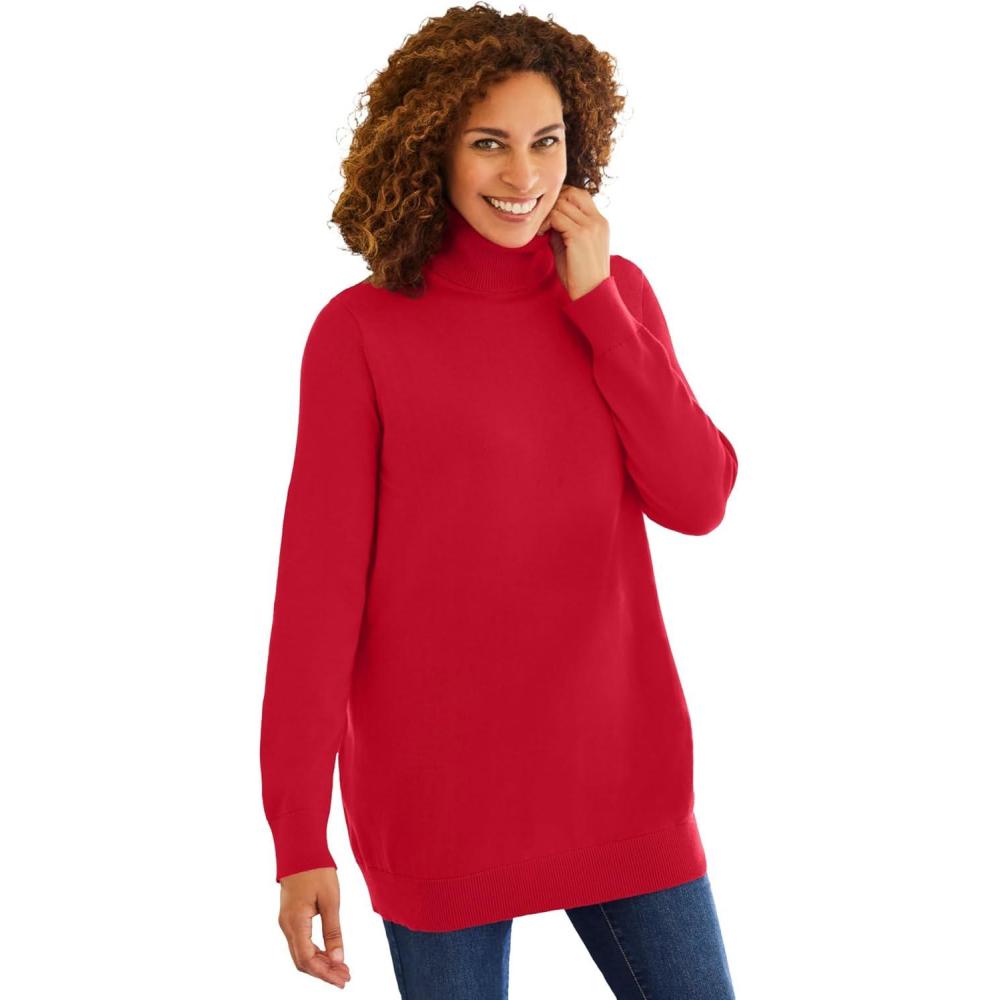 imageWoman Within Plus Size Perfect Long Sleeve Turtleneck SweaterClassic Red