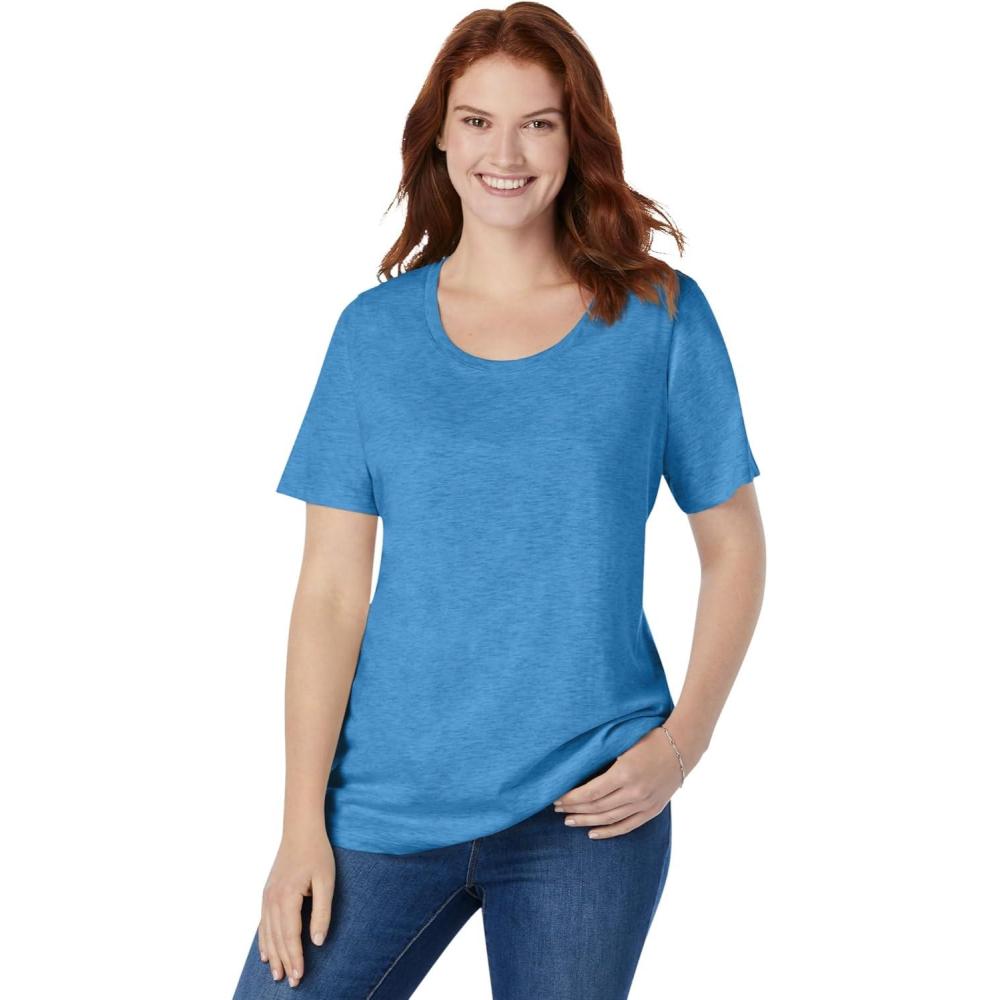 imageWoman Within Plus Size Perfect ShortSleeve Scoopneck TeeAzure Blue