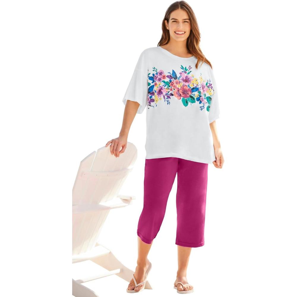 imageWoman Within Plus Size Relaxed TeeWhite Graphic