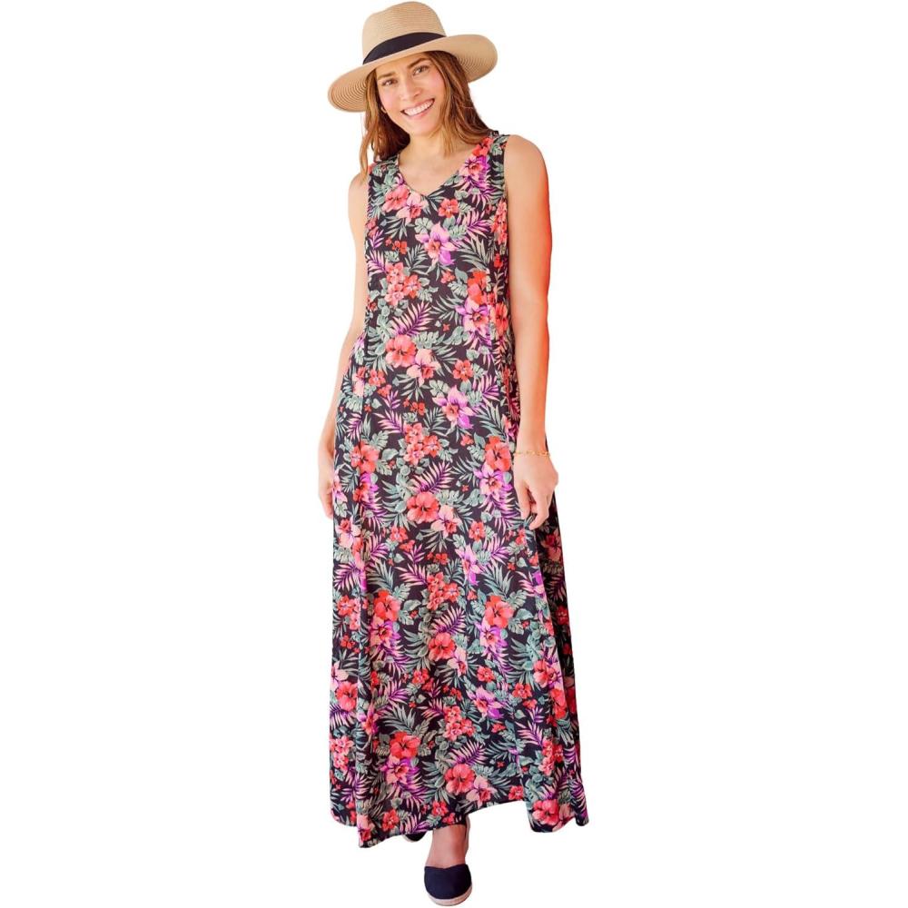 imageWoman Within Plus Size Sleeveless Crinkle DressBlack Coral Paradise