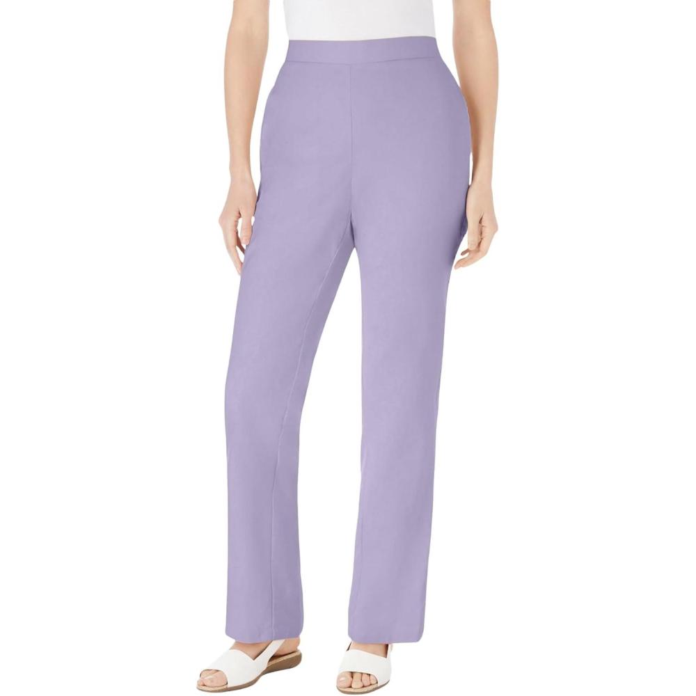 imageWoman Within Plus Size Straight Leg Linen PantPale Lilac
