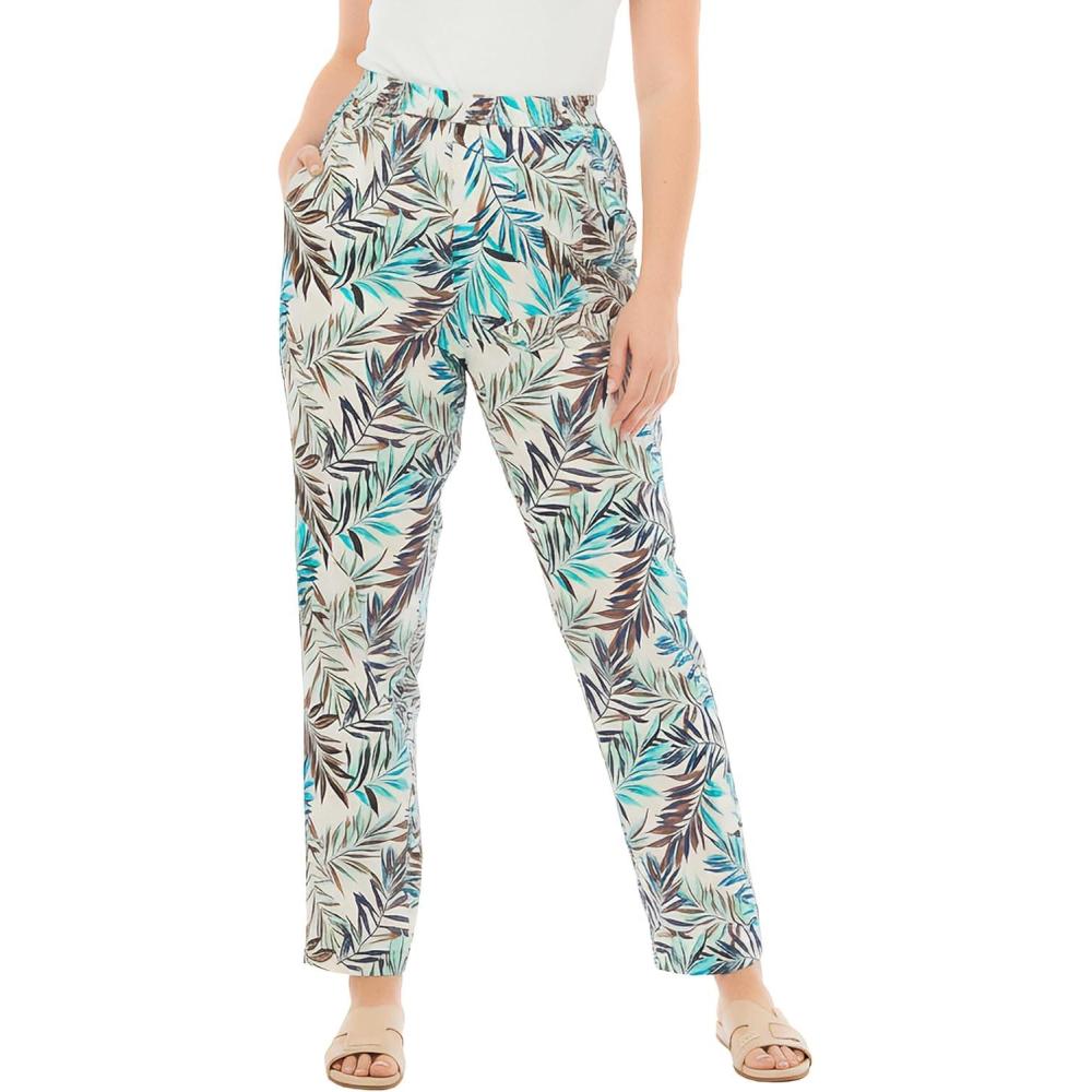 imageWoman Within Plus Size Straight Leg Linen PantWhite Sunset Palm