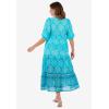 Dreams & Co. Plus Size Tiered Peasant Lounger(Teal Medallion)