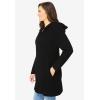 Woman Within Plus Size Hoodie Shaker Cardigan Sweater(Black)