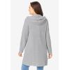 Woman Within Plus Size Hoodie Shaker Cardigan Sweater(Heather Grey)
