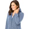 Woman Within Plus Size Hoodie Shaker Cardigan Sweater(Royal Navy White Marled)