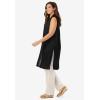 Woman Within Plus Size Lightweight Linen Vest Sweater(Black)