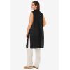 Woman Within Plus Size Lightweight Linen Vest Sweater(Black)