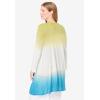 Woman Within Plus Size Lightweight Ombrè Open Front Cardigan Sweater(Lime Paradise Blue Ombre)