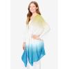 Woman Within Plus Size Lightweight Ombrè Open Front Cardigan Sweater(Lime Paradise Blue Ombre)
