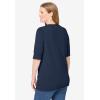 Woman Within Plus Size Lightweight Short Sleeve V-Neck Cardigan Sweater(Navy)