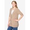 Woman Within Plus Size Lightweight Short Sleeve V-Neck Cardigan Sweater(New Khaki)