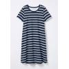 Woman Within Plus Size Perfect Short-Sleeve Crewneck Tee Dress(Navy Stripe)