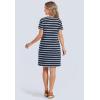 Woman Within Plus Size Perfect Short-Sleeve Crewneck Tee Dress(Navy Stripe)