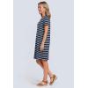 Woman Within Plus Size Perfect Short-Sleeve Crewneck Tee Dress(Navy Stripe)