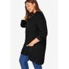 Woman Within Plus Size Petite Button-Front Shaker Cardigan Sweater(Black)