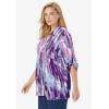 Woman Within Plus Size Rayon Pintucked Effortless Tunic Blouse(Pretty Orchid Texture)