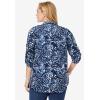 Woman Within Plus Size Rayon Pintucked Effortless Tunic Blouse(White Blue Batik)