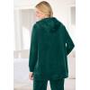 Woman Within Plus Size Velour Hoodie Sweatshirt(Emerald Green)