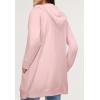ellos Women’s Plus Size Long Zip Front Hoodie French Terry Long Oversized Lightweight Jacket(Wood Rose Pink)