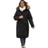 Woman Within Plus Size Arctic Parka Jacket & Hood 40″ Knee Length Down Blend Long Winter Coat(Black)