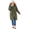 Woman Within Plus Size Arctic Parka Jacket & Hood 40″ Knee Length Down Blend Long Winter Coat(Dark Olive Green)