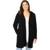 Woman Within Plus Size Hoodie Shaker Cardigan Sweater(Black)