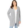 Woman Within Plus Size Hoodie Shaker Cardigan Sweater(Heather Grey)