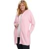 Woman Within Plus Size Hoodie Shaker Cardigan Sweater(Pink)