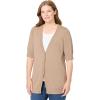 Woman Within Plus Size Lightweight Short Sleeve V-Neck Cardigan Sweater(New Khaki)