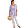 Woman Within Plus Size Lightweight Short Sleeve V-Neck Cardigan Sweater(Pale Lilac)