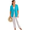 Woman Within Plus Size Lightweight Short Sleeve V-Neck Cardigan Sweater(Pretty Turquoise)