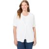Woman Within Plus Size Lightweight Short Sleeve V-Neck Cardigan Sweater(White)