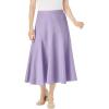 Woman Within Plus Size Print Linen-Blend Midi Skirt (Petite Available)(Pale Lilac)