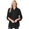Woman Within Plus Size Rayon Pintucked Effortless Tunic Blouse(Black)