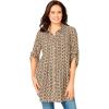 Woman Within Plus Size Rayon Pintucked Effortless Tunic Blouse(New Khaki Geo)