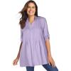 Woman Within Plus Size Rayon Pintucked Effortless Tunic Blouse(Pale Lilac)