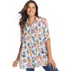Woman Within Plus Size Rayon Pintucked Effortless Tunic Blouse(White Watercolor Blossom)