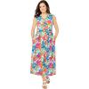 Woman Within Plus Size Sleeveless Button Front Dress(White Pop Floral)