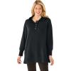 Woman Within Plus Size Snap Hoodie Pocket Sweatshirt(Black)