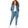 ellos Women’s Plus Size Long Zip Front Hoodie French Terry Long Oversized Lightweight Jacket(Blue Shadow)