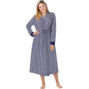 Dreams & Co. Plus Size Marled Long Duster Robe(Evening Blue Marled)