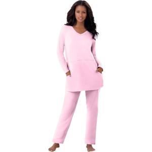 Dreams & Co. Plus Size Petite 2-Piece Lounge Set(Pink)