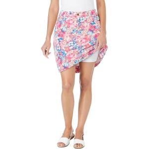 Woman Within Plus Size Adjustable Waist Chino Skort(White Multi Stamp)