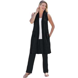 Woman Within Plus Size Lightweight Linen Vest Sweater(Black)